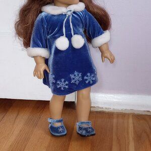 American Girl Bitty Baby 2004 Silver Bells Holiday Blue Dress Doll Outfit